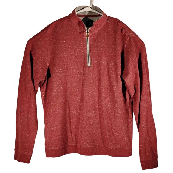 Johnnie-O sweater mens L LArge red 1/4 zip mock neck surf  long sleeve sweatshir - Picture 1 of 8